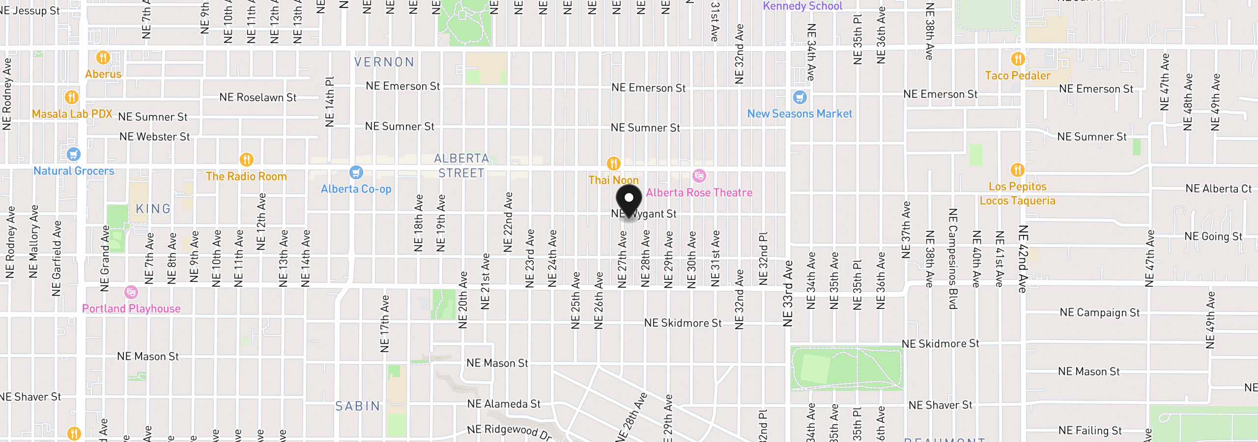 Map showing the location of 4728 NE 27th Ave, Portland, OR 97211