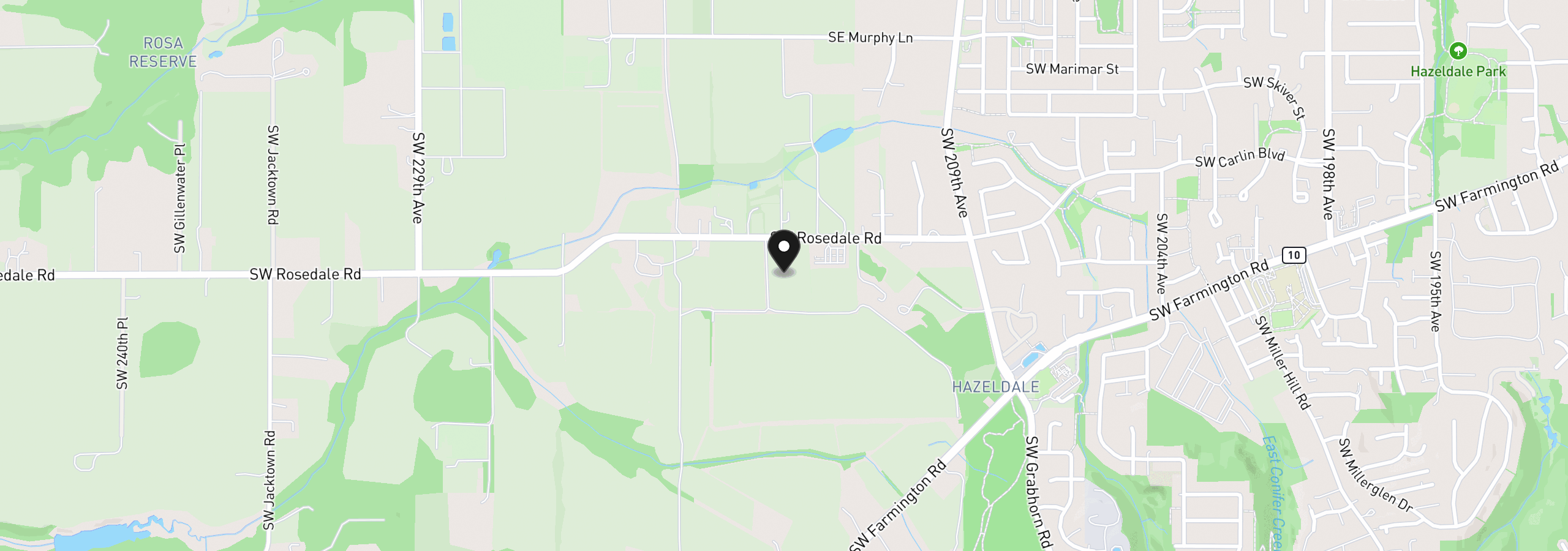 Map showing the location of 21750 SW Rosedale Rd, Beaverton, OR 97078
