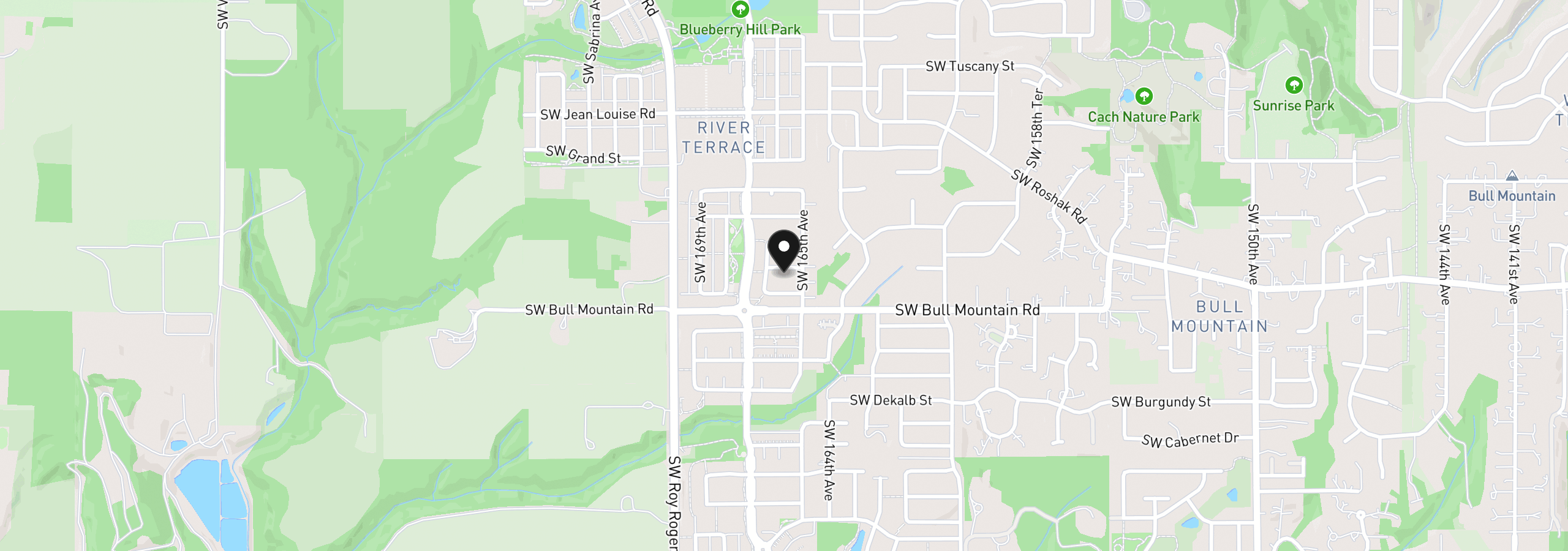 Map showing the location of 16614 SW Botany Bay Ln, Tigard, OR 97224