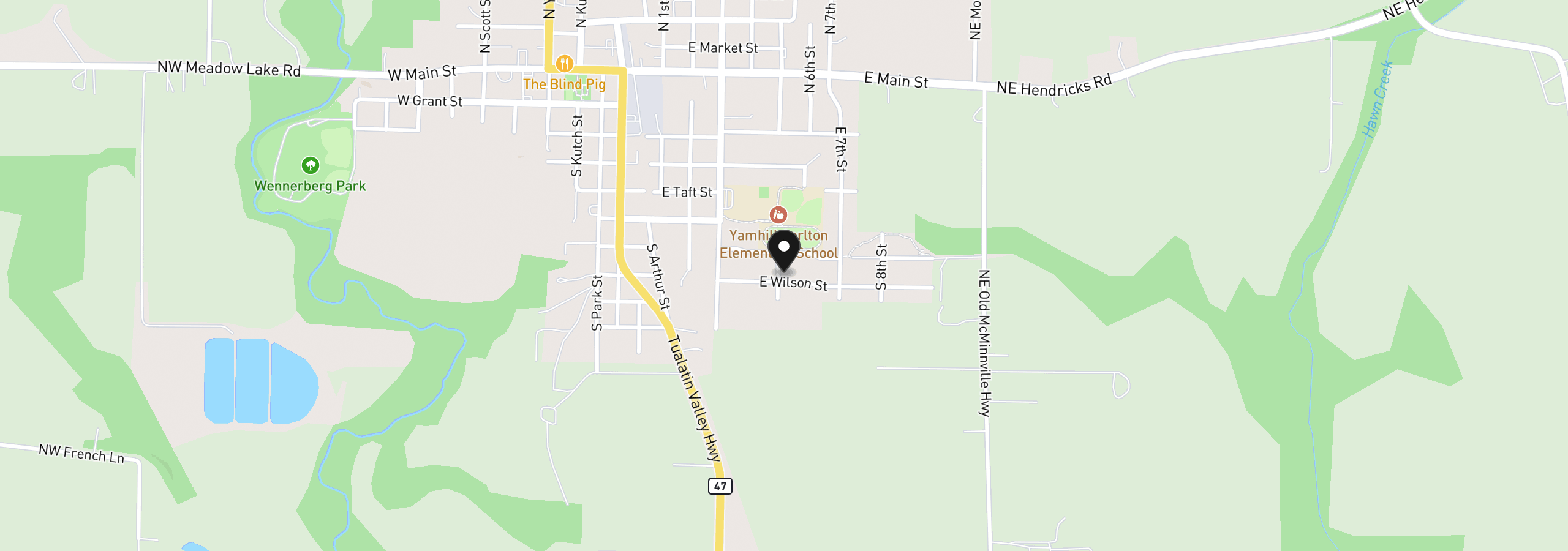 Map showing the location of 688 5th, Carlton, OR 97111
