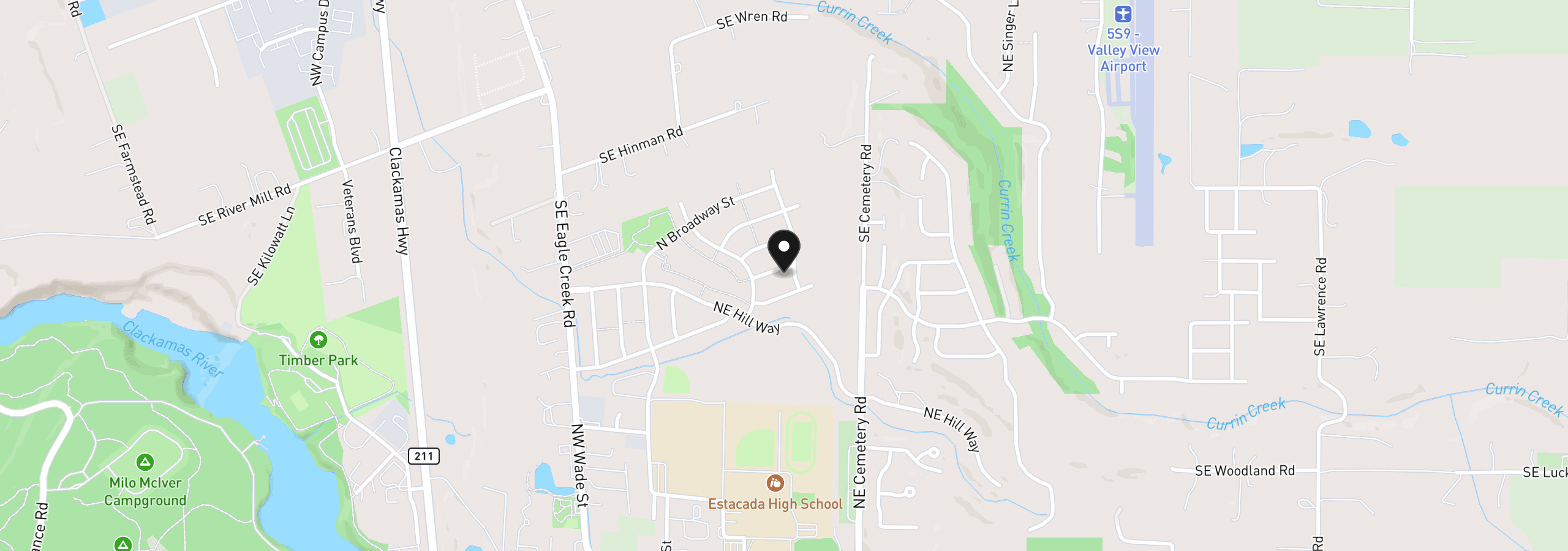 Map showing the location of 498 NE Fremont Dr, Estacada, OR 97023