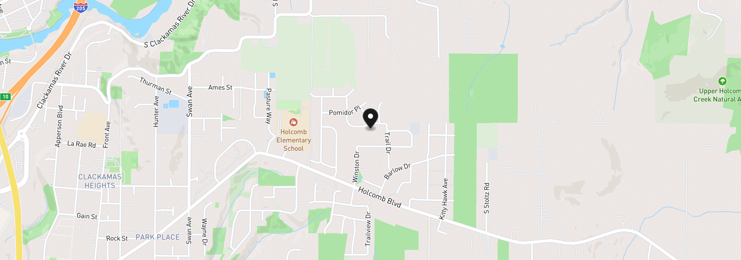 Map showing the location of 16083 Kaylyn Dr, Oregon City, OR 97045