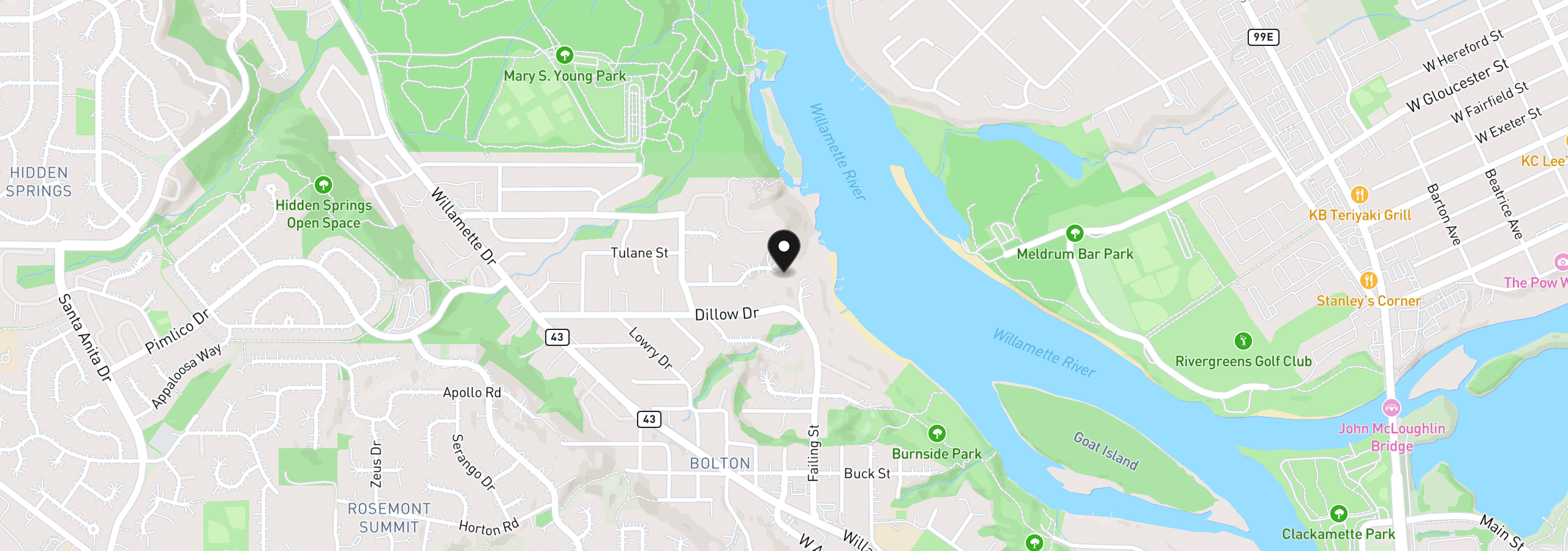 Map showing the location of 2010 Maple Ter, West Linn, OR 97068