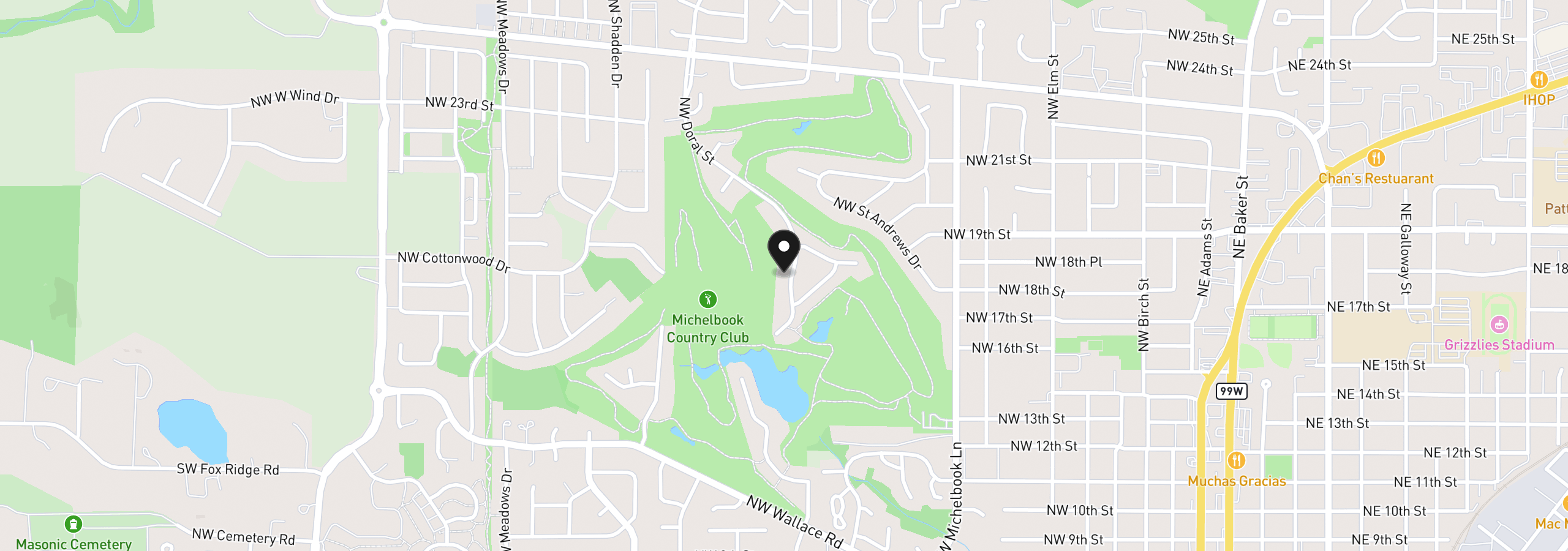 Map showing the location of 1833 NW Doral St, McMinnville, OR 97128