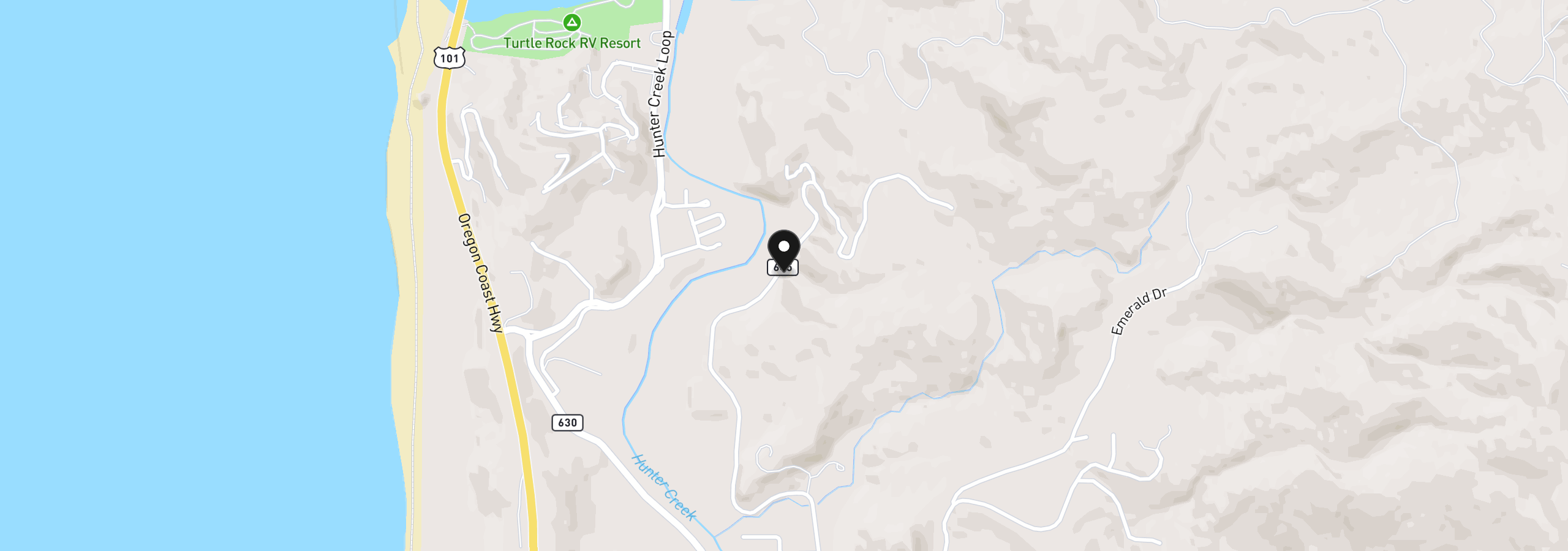 Map showing the location of 28515 Mateer Rd, Gold Beach, OR 97444