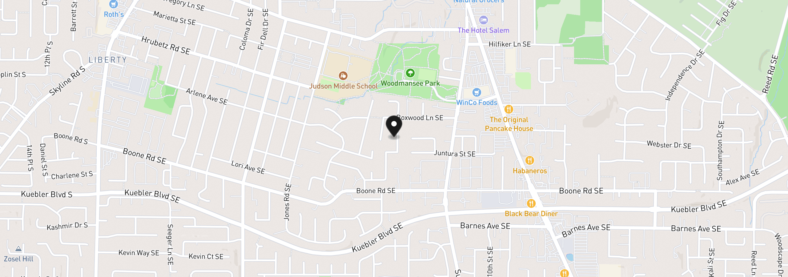 Map showing the location of 4805 SE 7th Ave, Salem, OR 97302