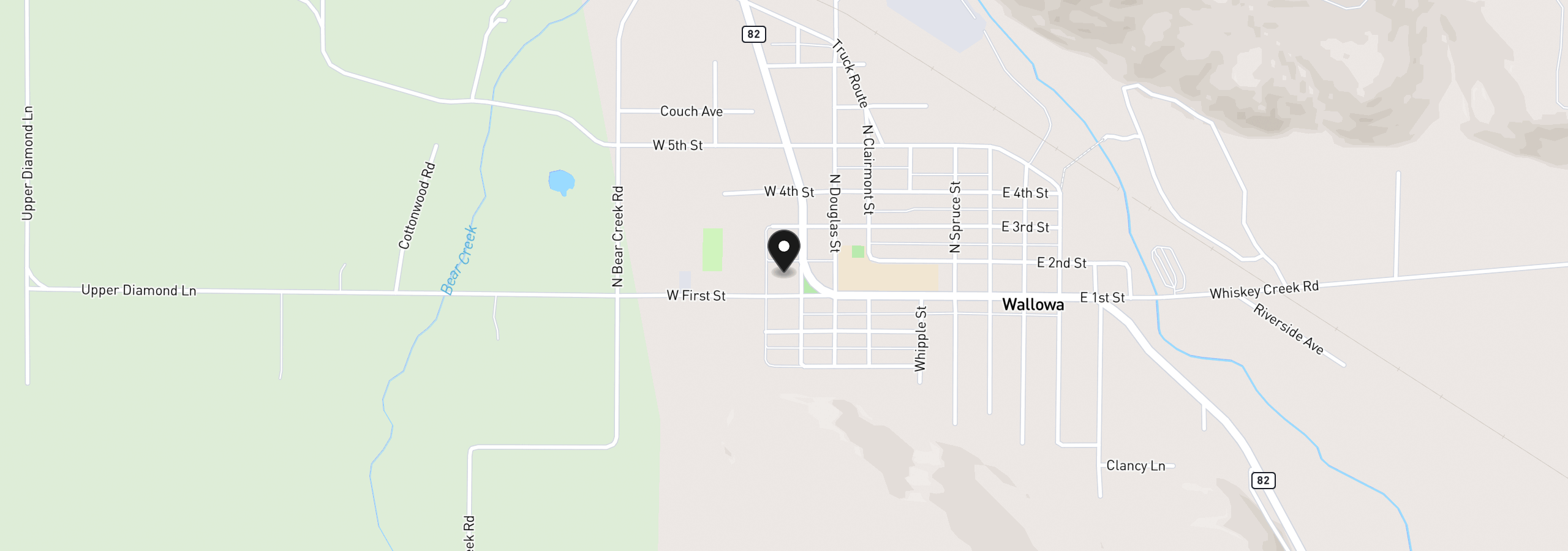 Map showing the location of 0 W Madison, Wallowa, OR 97885