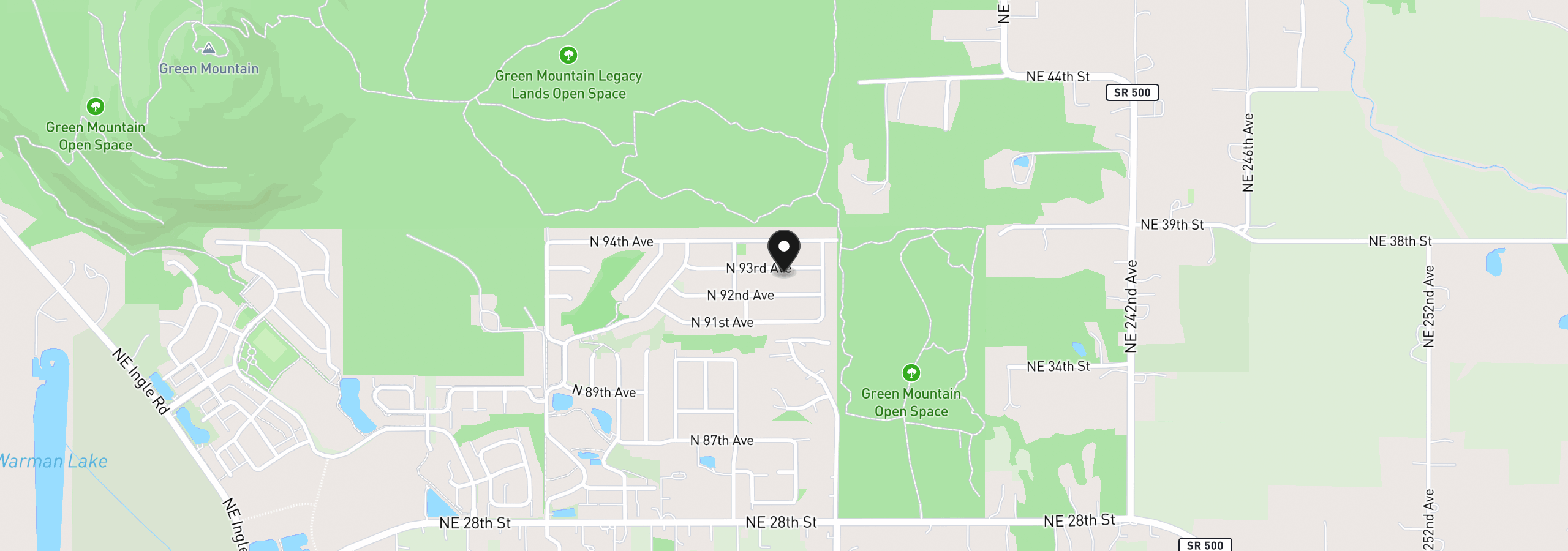 Map showing the location of 5288 N 93rd Ave Lot 274, Camas, Wa 98607