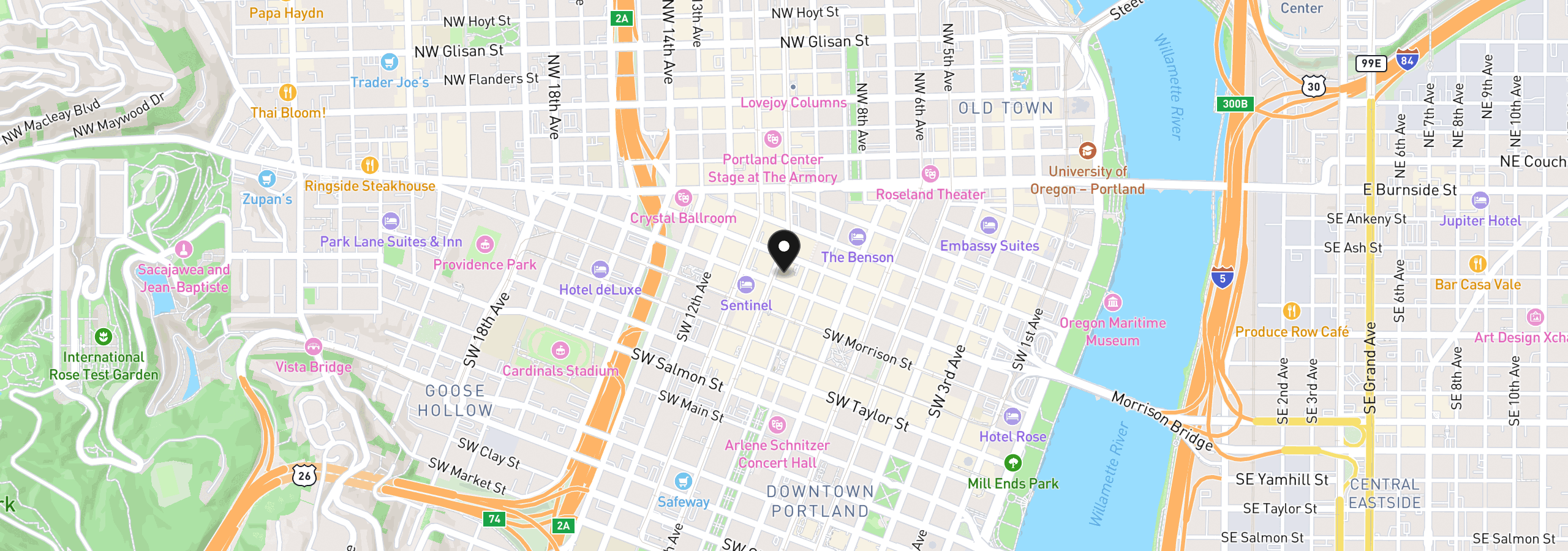 Map showing the location of 550 SW 10th Ave 3109, Portland, OR 97205