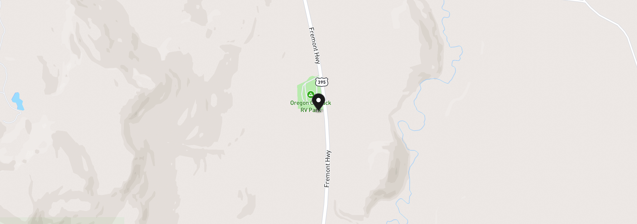 Map showing the location of Hwy 395 Tl 2100, Lakeview, OR 97630