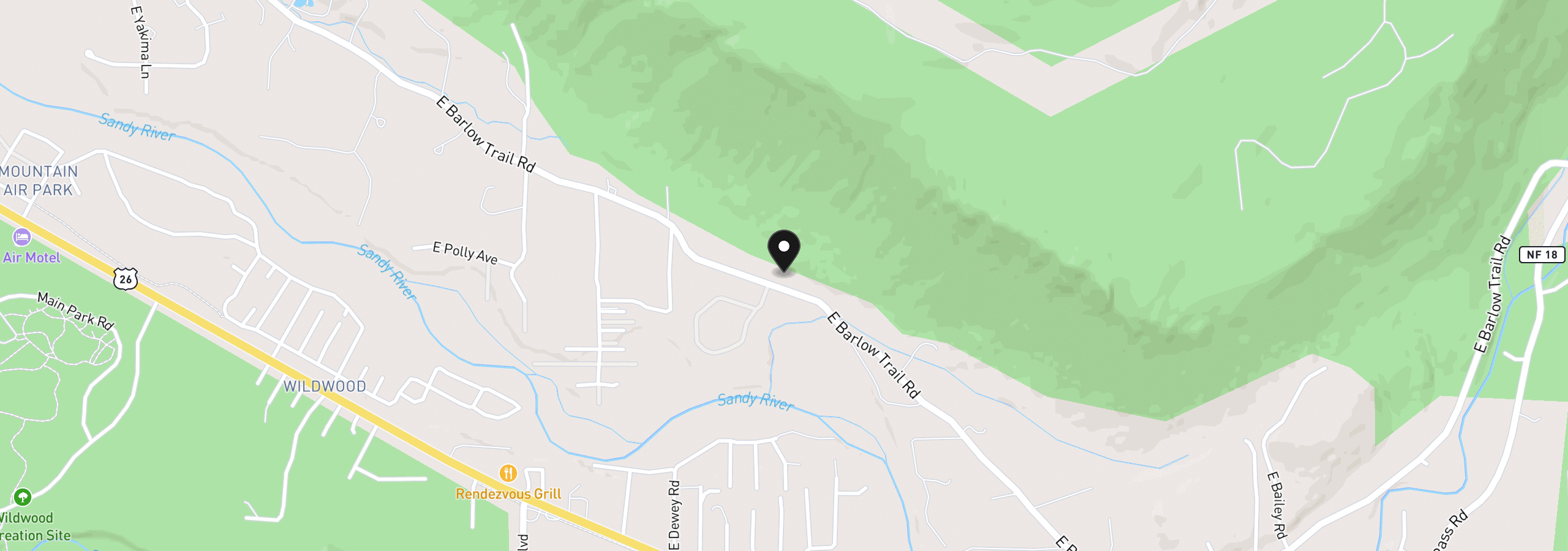 Map showing the location of 0 E Barlow Tail Rd, Rhododendron, OR 97049