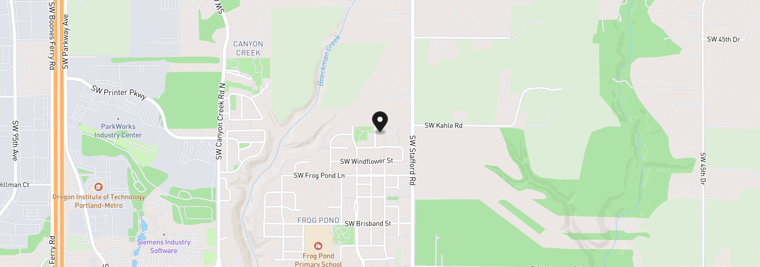 Map showing the location of 27130 SW Wildrye St, Wilsonville, OR 97070