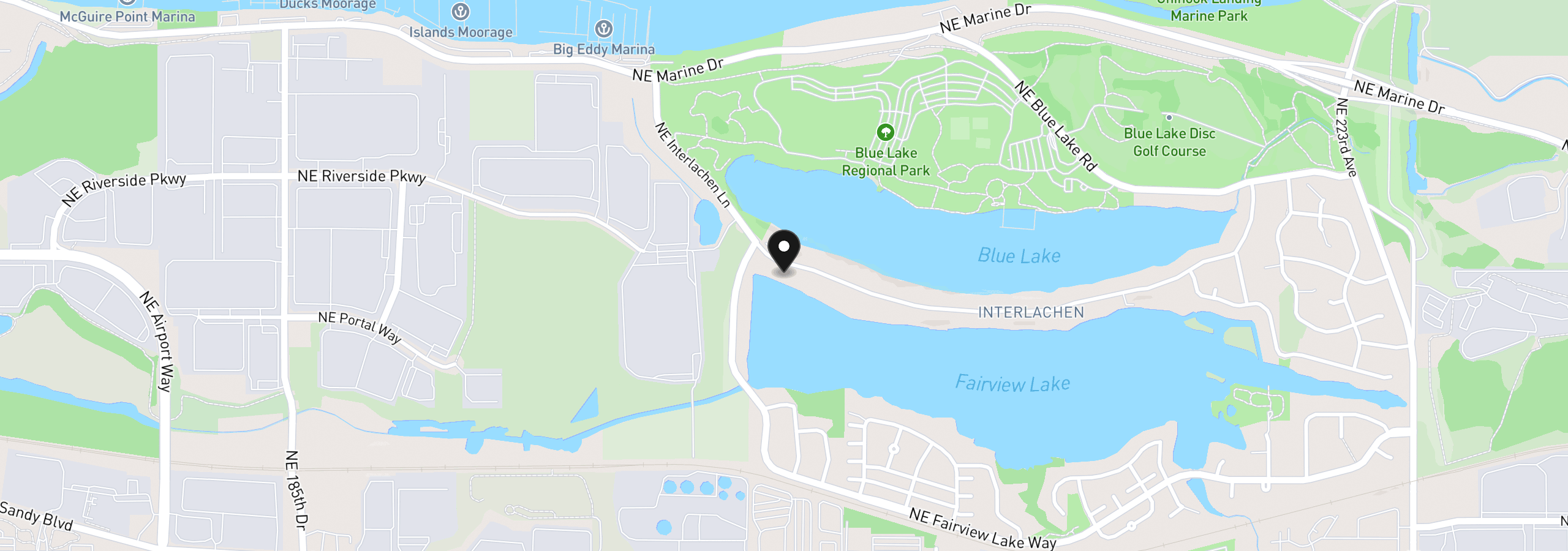 Map showing the location of 20122 NE Interlachen Ln, Fairview, OR 97024