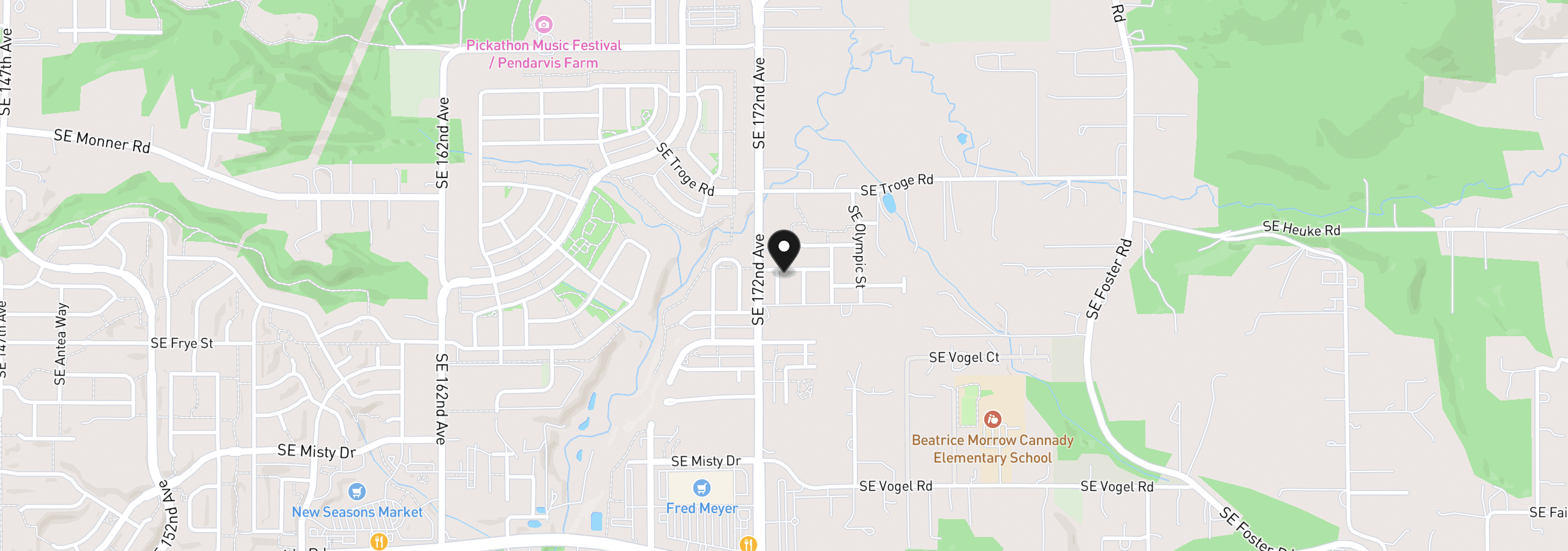 Map showing the location of 12312 SE Zion St, Damascus, OR 97089