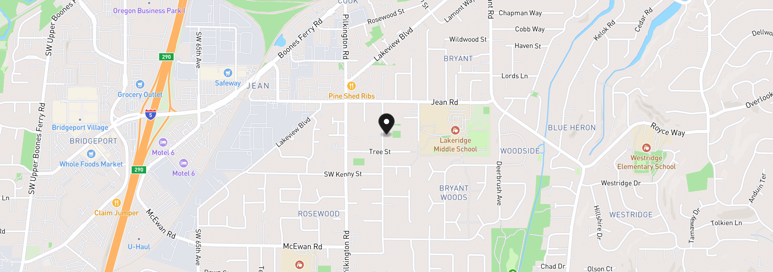 Map showing the location of 17956 Tualata Ave, Lake Oswego, OR 97035