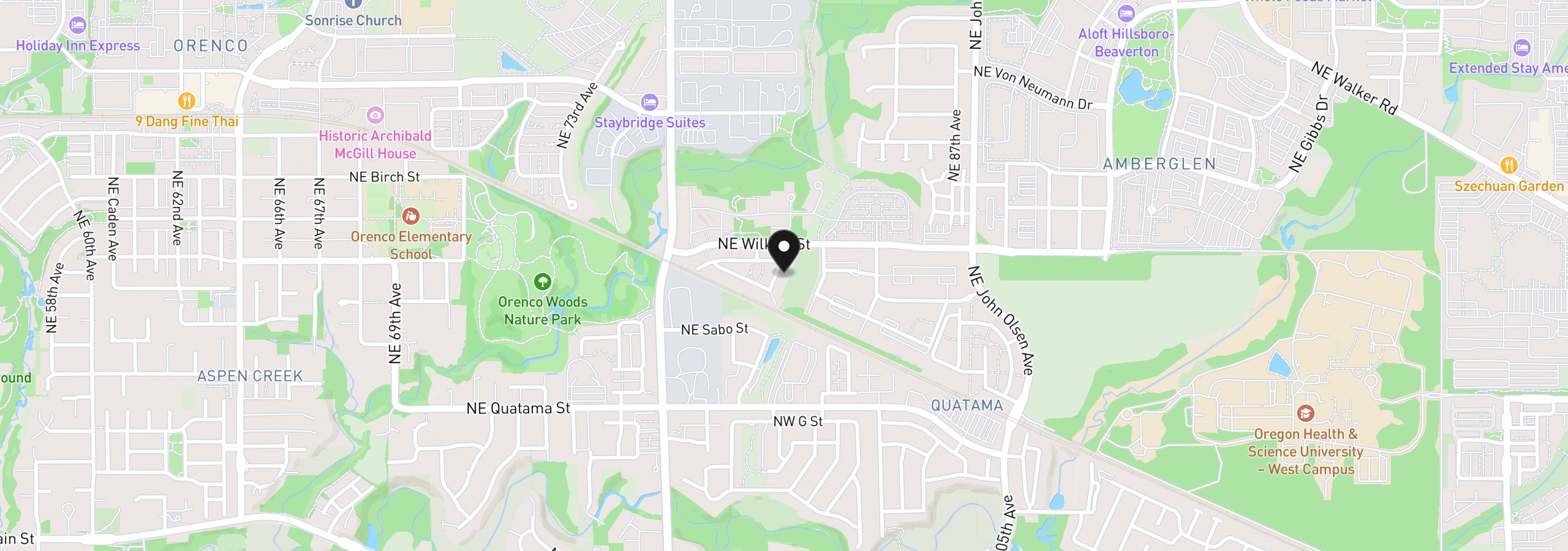 Map showing the location of 881 NE Wheelock Pl, Beaverton, OR 97006