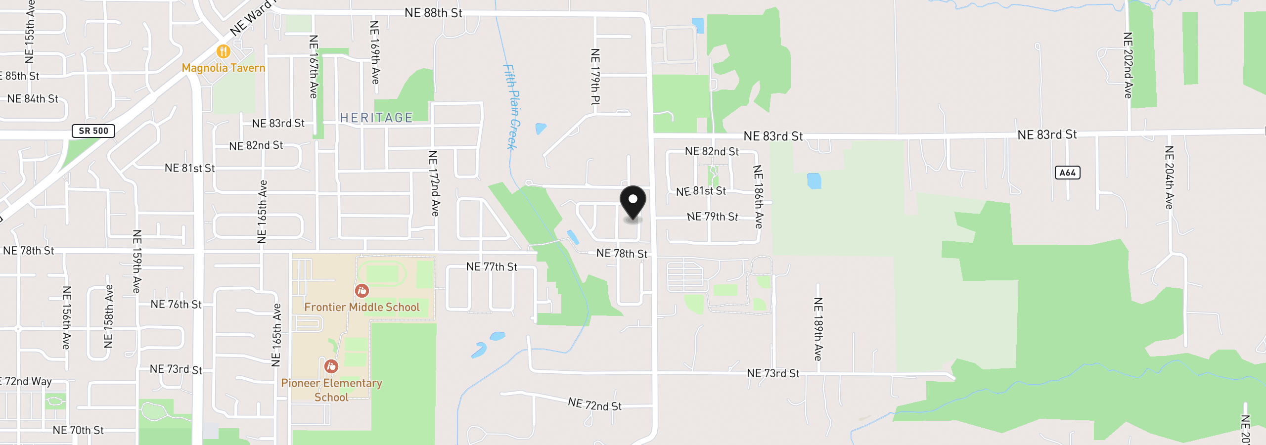 Map showing the location of 7904 NE 181st Ave, Vancouver, Wa 98682