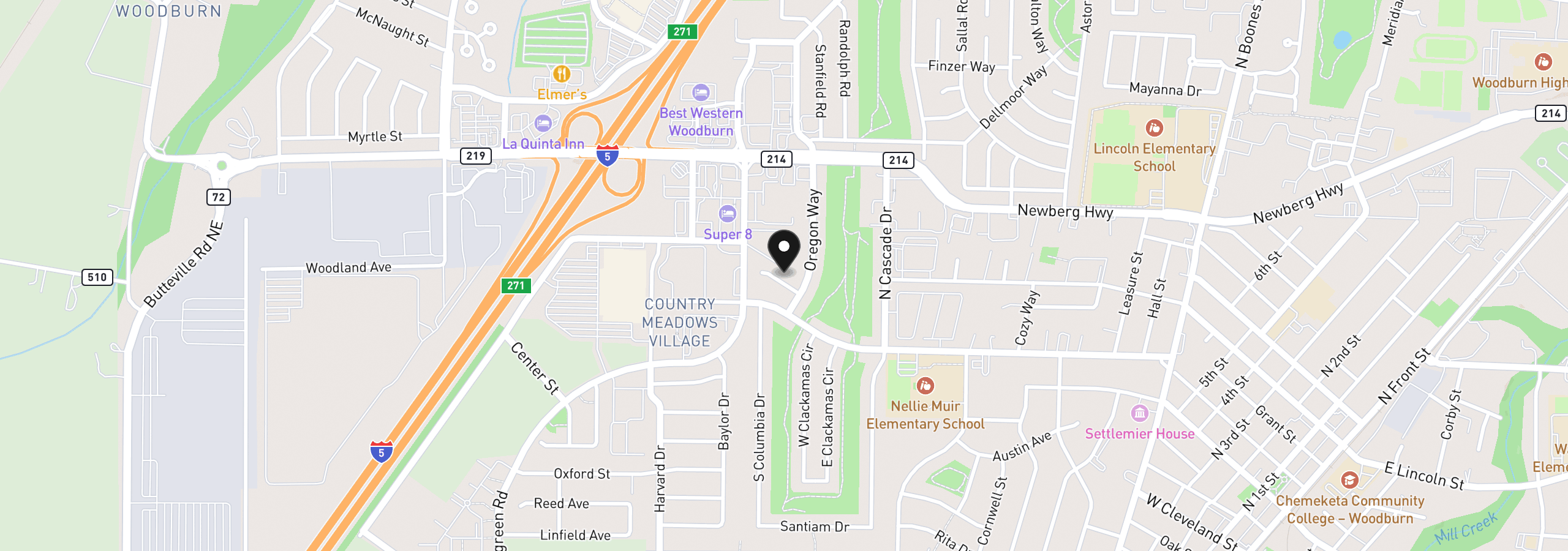 Map showing the location of 2267 Oregon Ct, Woodburn, OR 97071