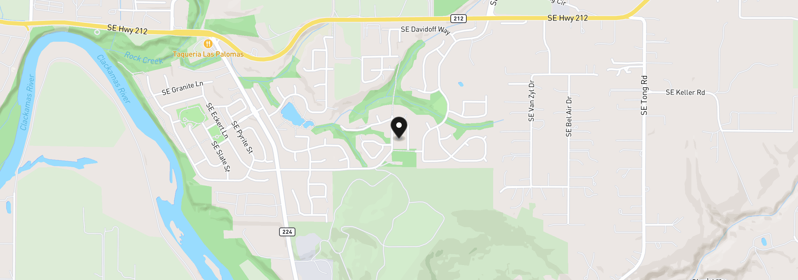 Map showing the location of 16300 SE Eckert Ln, Damascus, OR 97089