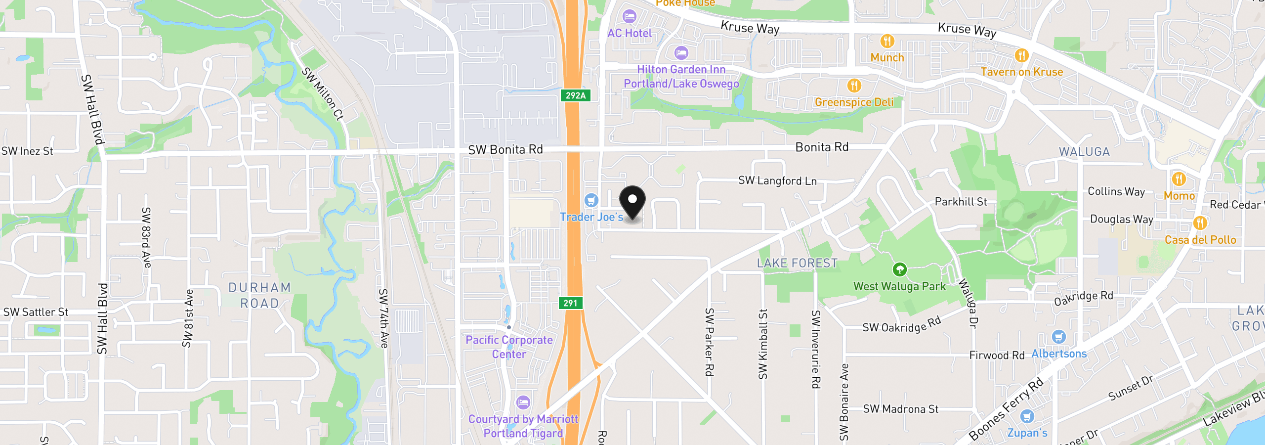 Map showing the location of 6255 Burma Rd, Lake Oswego, OR 97035