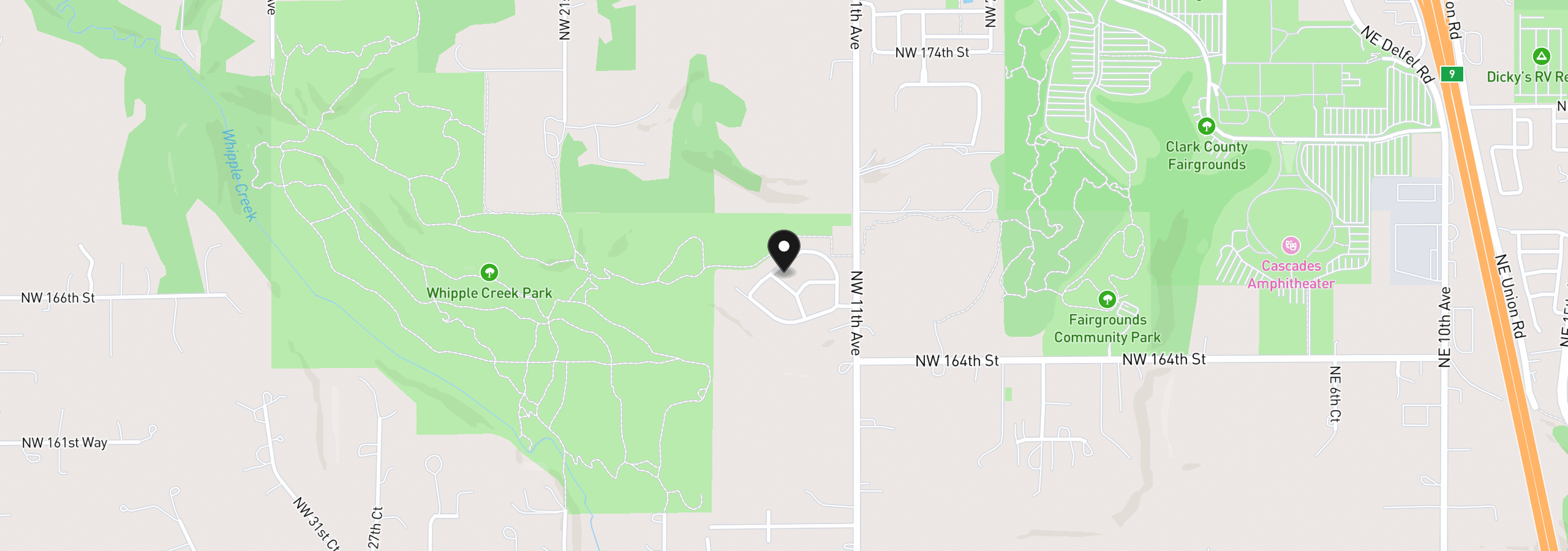 Map showing the location of 1217 NW 167th St, Ridgefield, Wa 98642