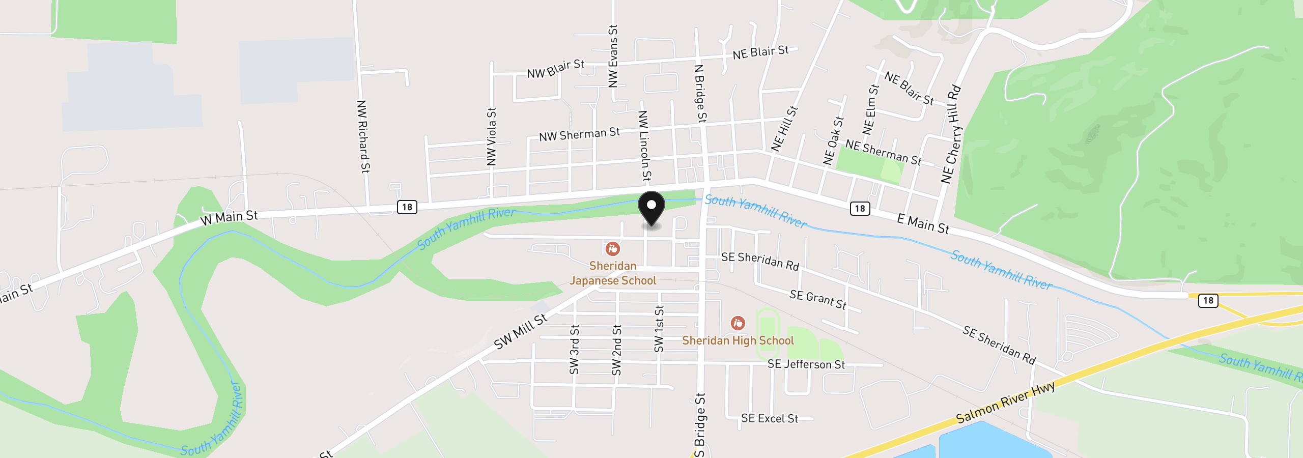 Map showing the location of 245 SW Monroe St, Sheridan, OR 97378