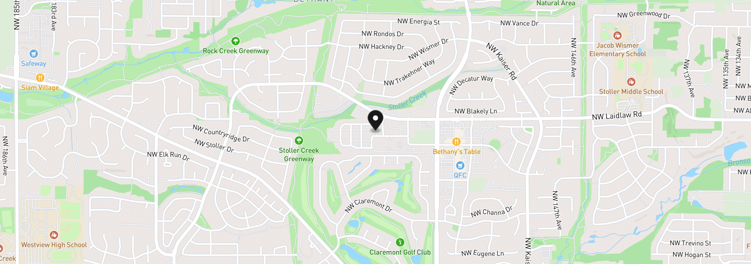 Map showing the location of 4899 NW Blandy Ter, Portland, OR 97229