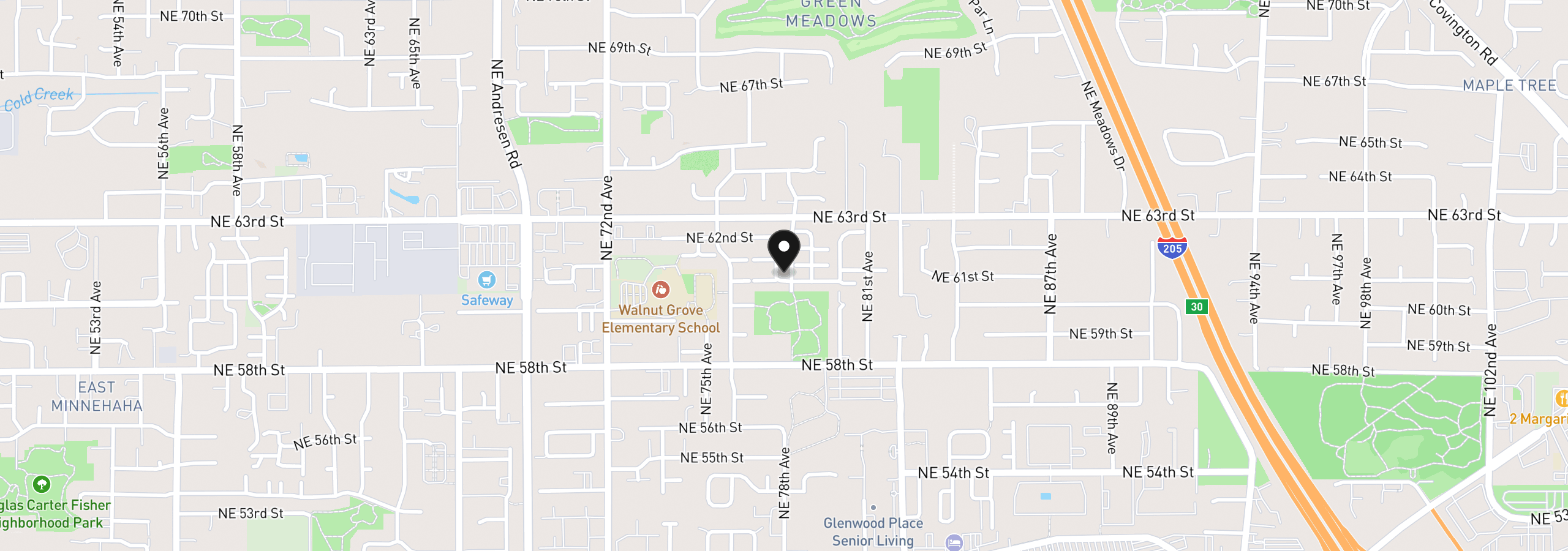Map showing the location of 6101 NE 77th Ave, Vancouver, Wa 98662