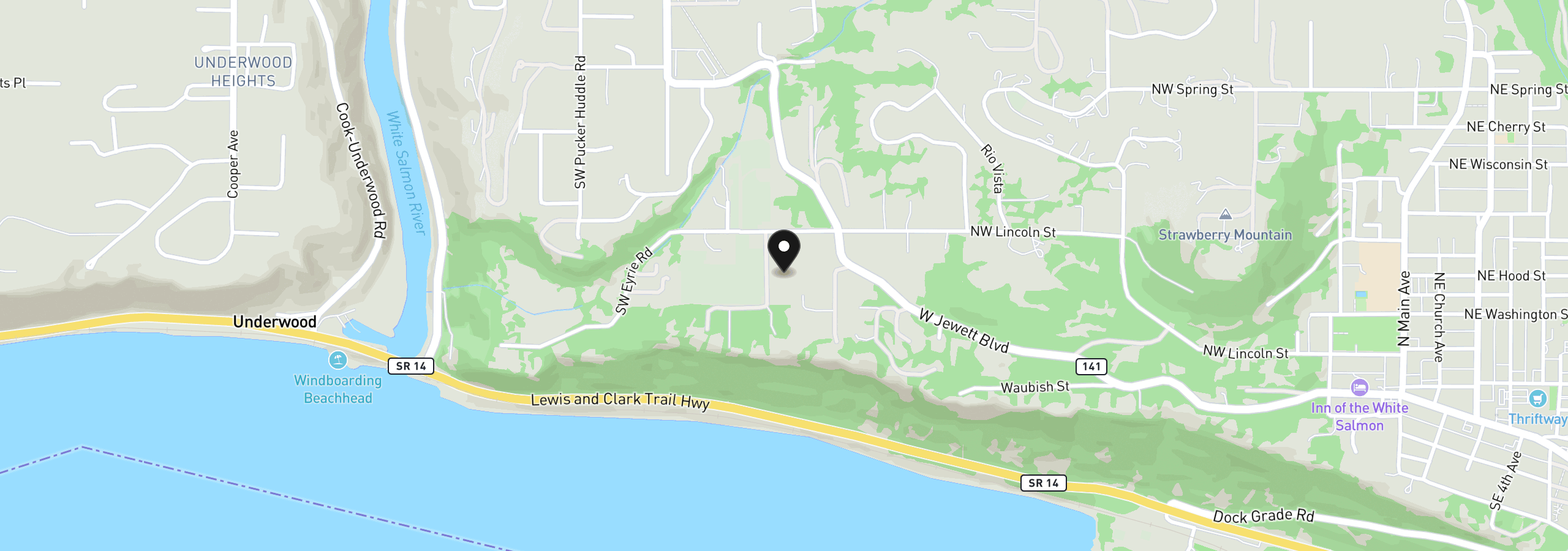 Map showing the location of SW Cherry Blossom Ln, White Salmon, Wa 98672