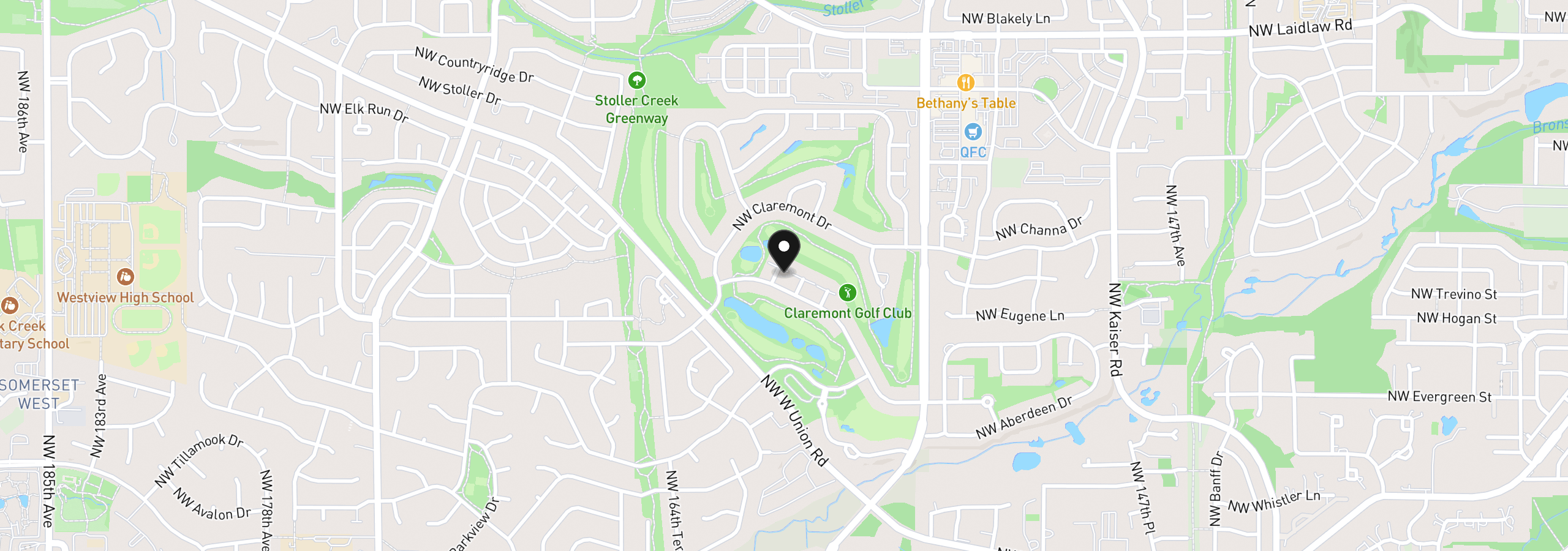 Map showing the location of 4182 NW Spoon Pl, Portland, OR 97229