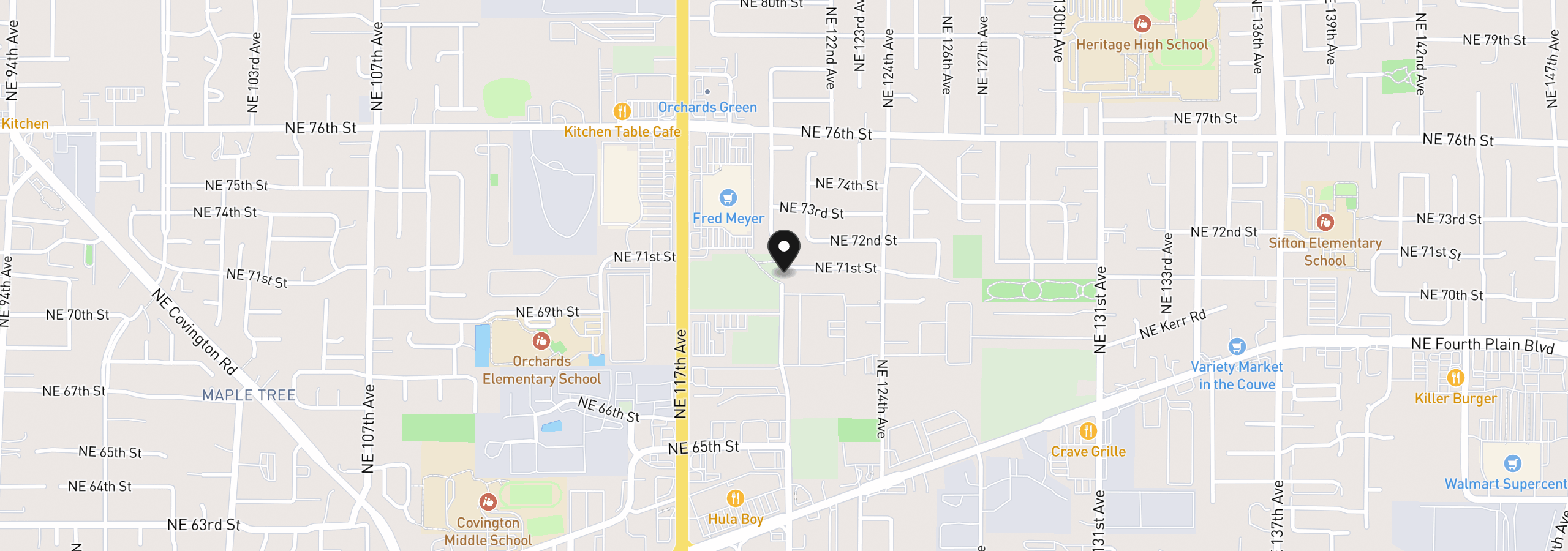 Map showing the location of 12009 NE 71st St, Vancouver, Wa 98682