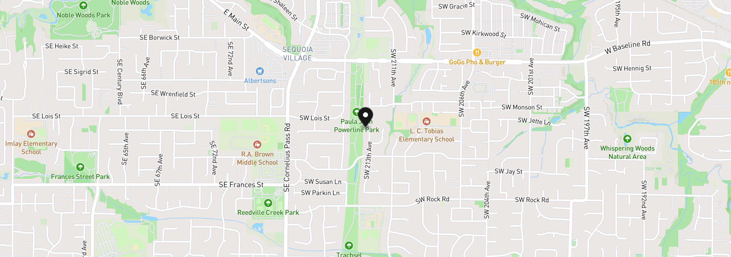 Map showing the location of 1135 SW 213th Ave, Beaverton, OR 97003