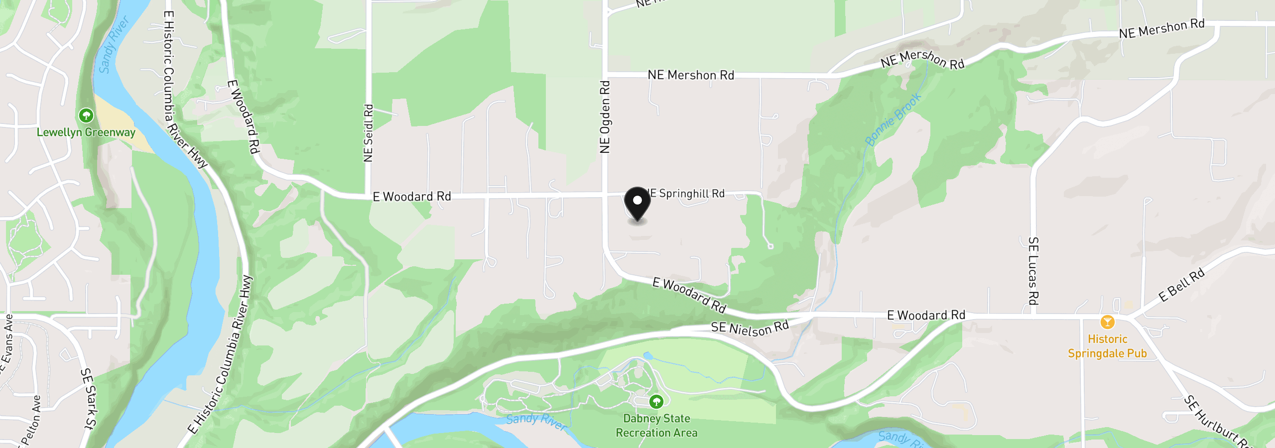 Map showing the location of 30260 NE Springhill Rd, Troutdale, OR 97060