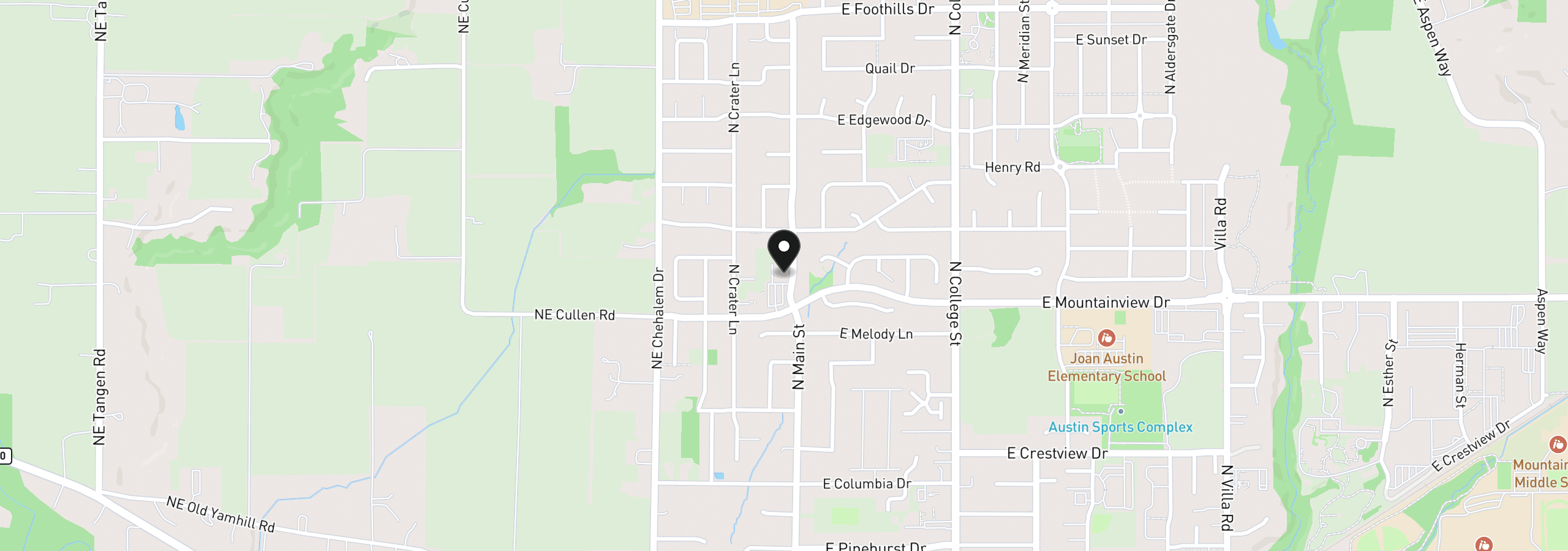 Map showing the location of 2415 N Main St, Newberg, OR 97132
