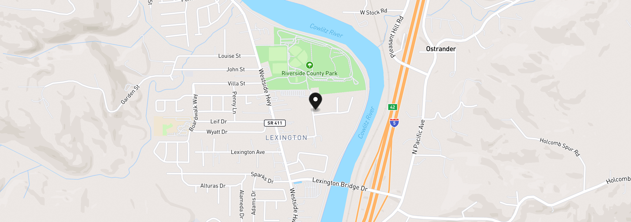 Map showing the location of 302 Cowlitz Dr, Kelso, Wa 98626