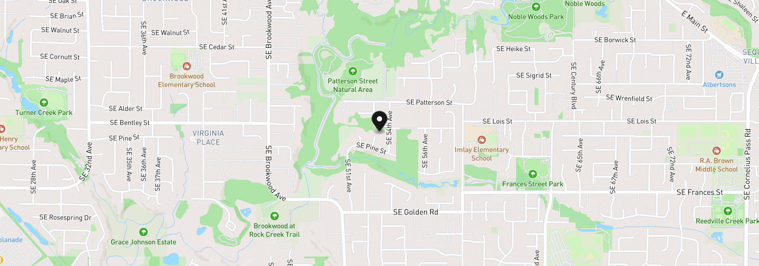 Map showing the location of 1128 SE 53rd Ct, Hillsboro, OR 97123