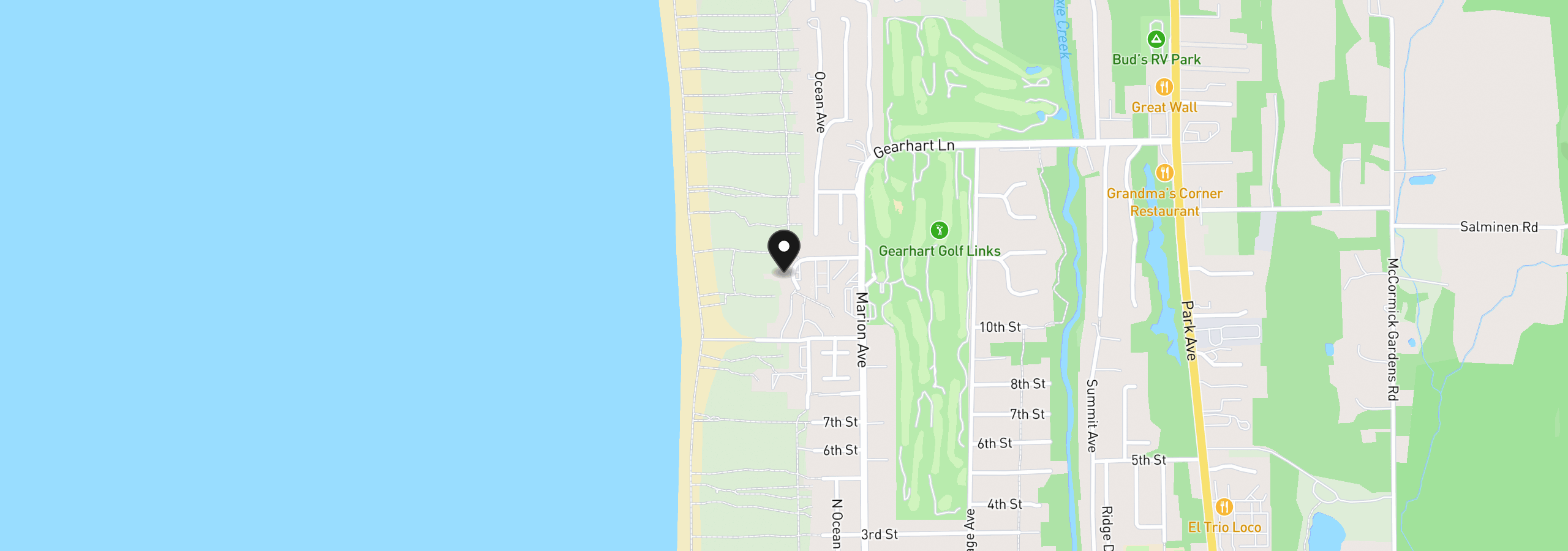 Map showing the location of 101 13th St 211, Gearhart, OR 97138