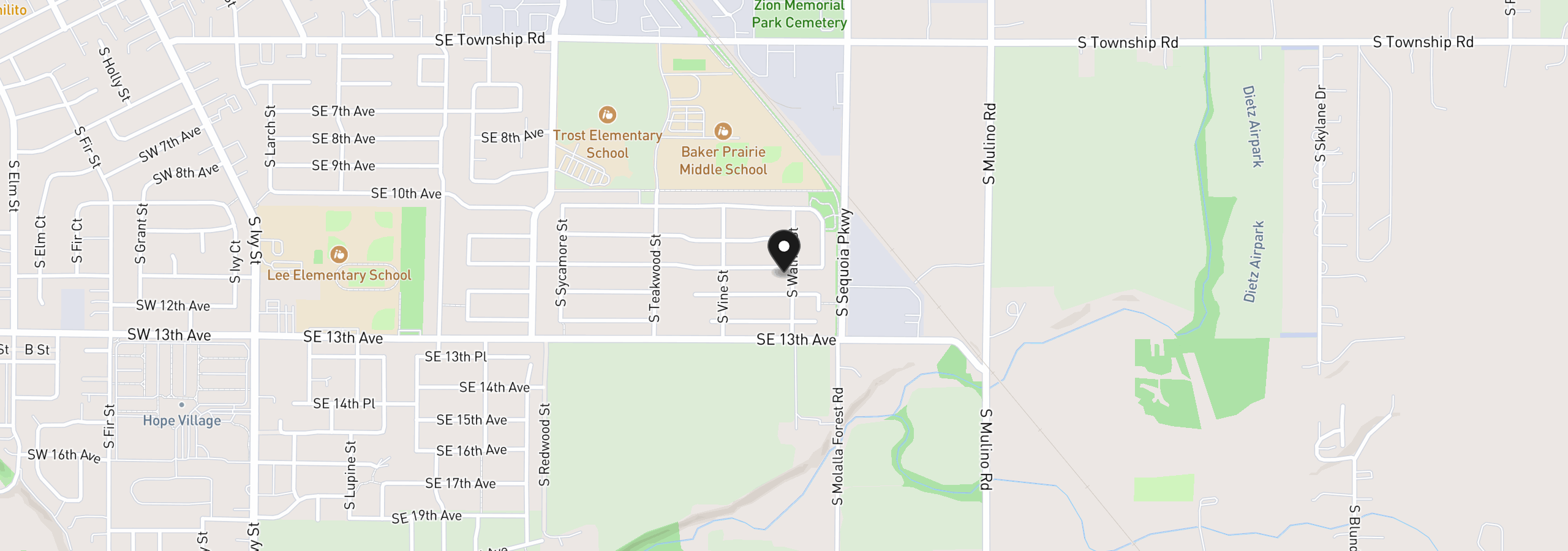 Map showing the location of 1149 S Walnut St, Canby, OR 97013