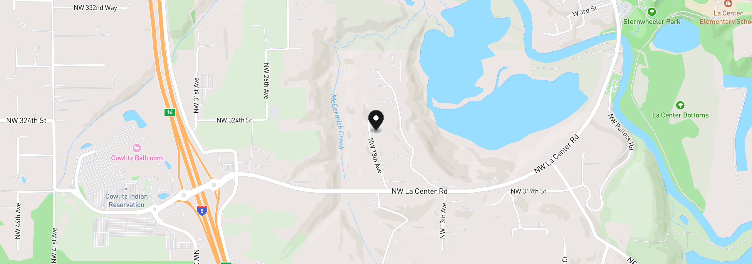 Map showing the location of 32303 NW 18th Ave, Ridgefield, Wa 98642