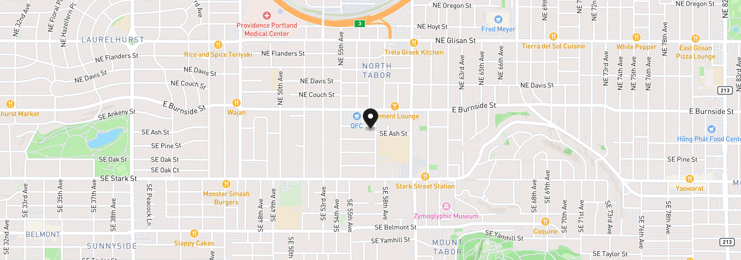 Map showing the location of 5624 SE Ankeny St, Portland, OR 97215