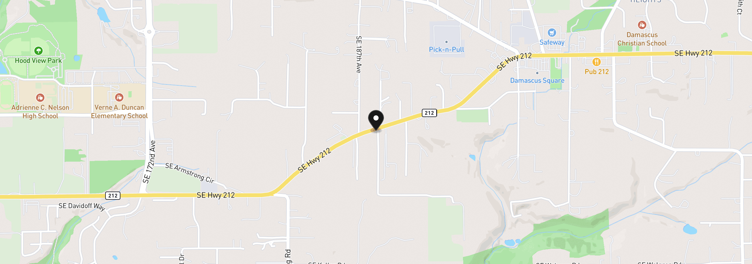 Map showing the location of 0 SE Hwy 212, Happy Valley, OR 97089