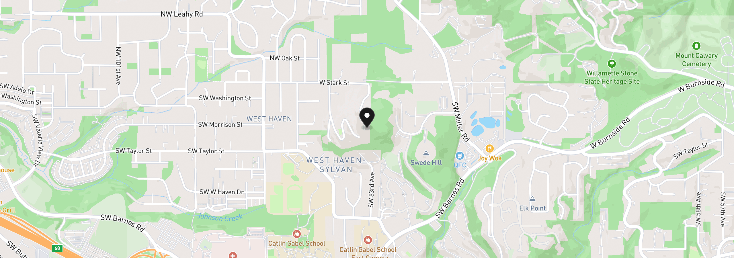 Map showing the location of 290 SW Moonridge Pl, Portland, OR 97225