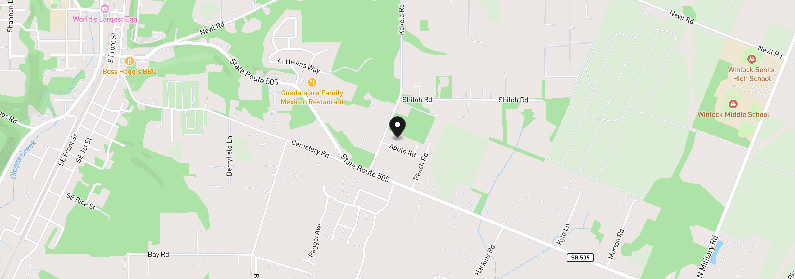 Map showing the location of 120 Kakela Rd, Winlock, Wa 98596
