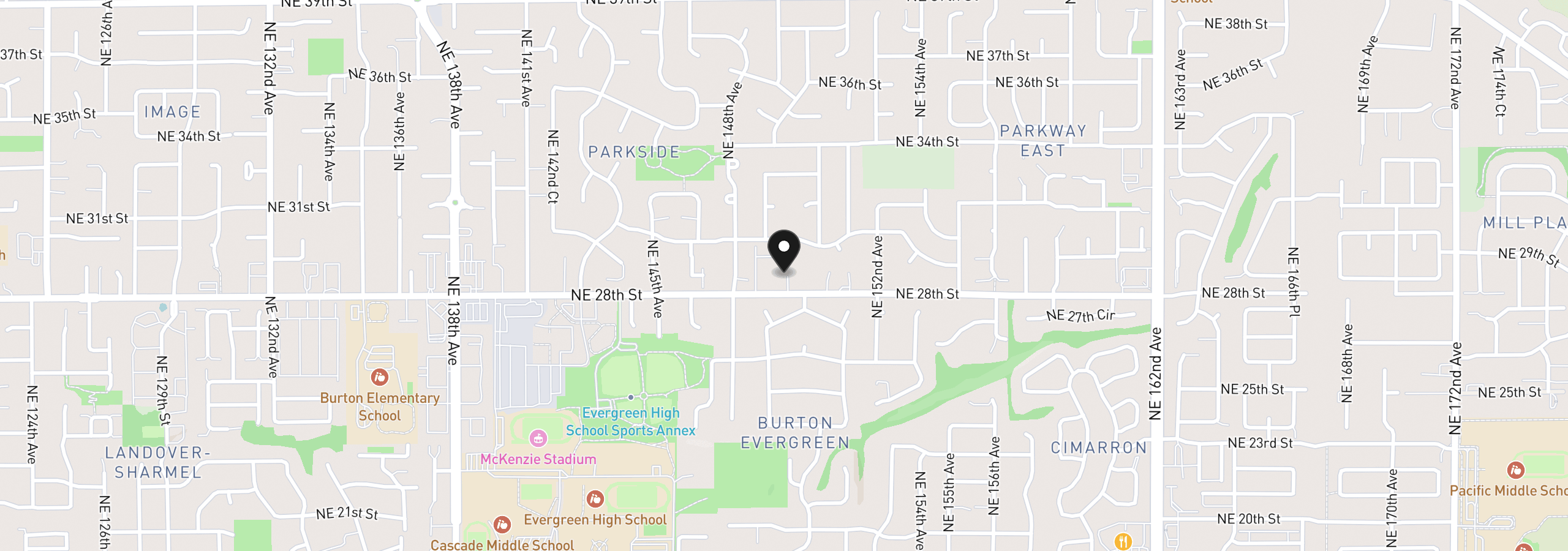 Map showing the location of 14908 NE 28th St, Vancouver, Wa 98682
