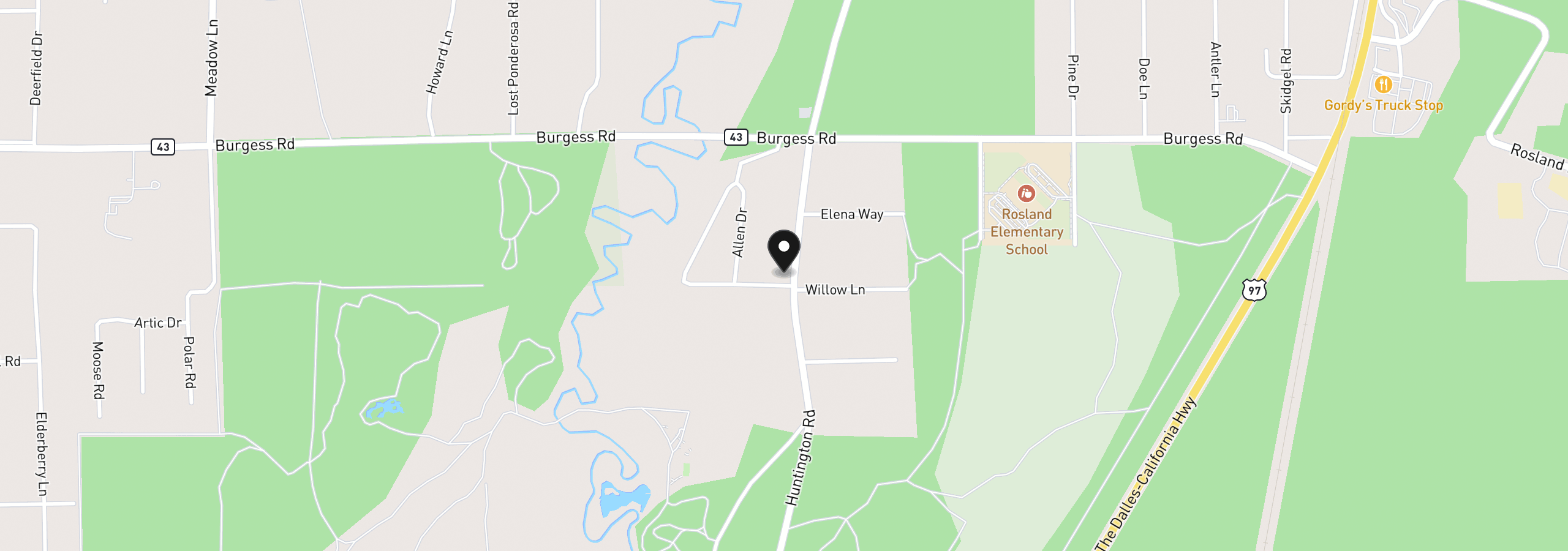 Map showing the location of 52300 Glenwood Dr, La Pine, OR 97739