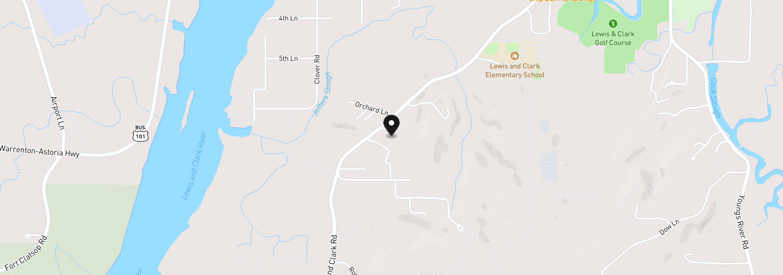 Map showing the location of 35190 Laila Ln, Astoria, OR 97103