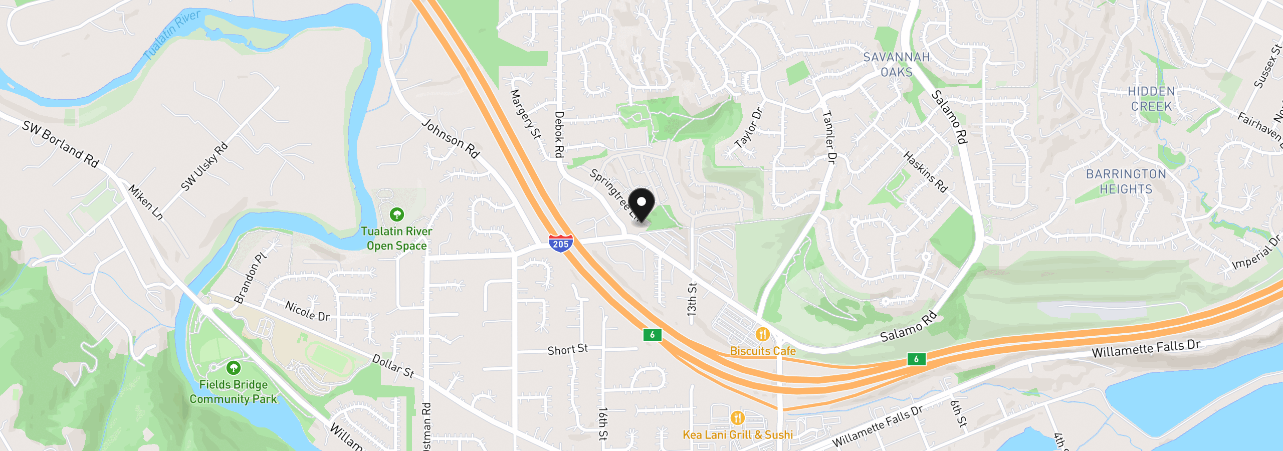 Map showing the location of 925 Springtree Ln, West Linn, OR 97068