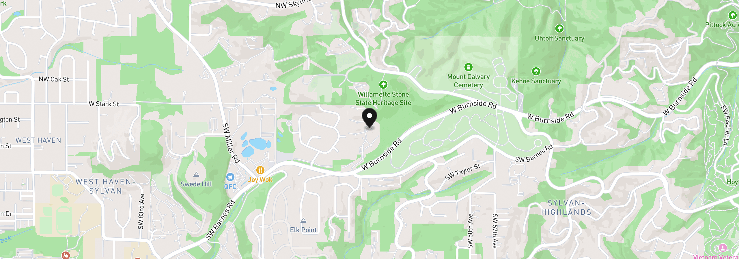 Map showing the location of 6625 W Burnside St 234, Portland, OR 97210