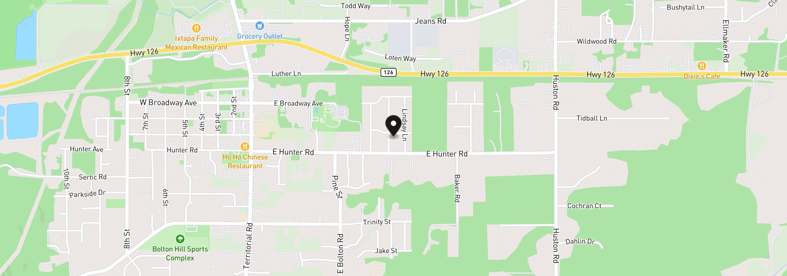 Map showing the location of 88135 Wymore Ln, Veneta, OR 97487