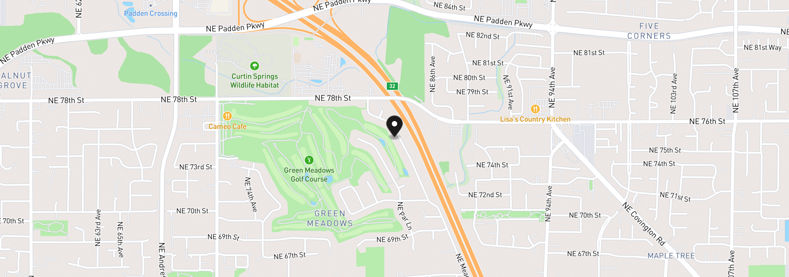 Map showing the location of 7508 NE Meadows Dr, Vancouver, Wa 98662